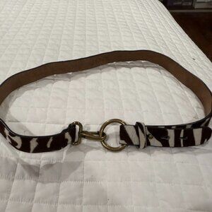 J. Crew White/ Black Leather and Animal Fur Belt Size: Medium